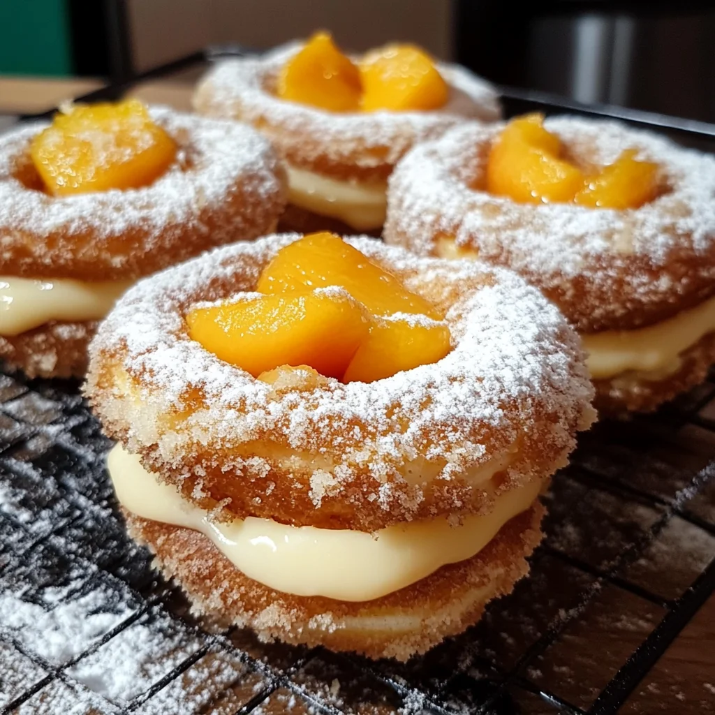 Classic Peach Cobbler Cheesecake Donuts