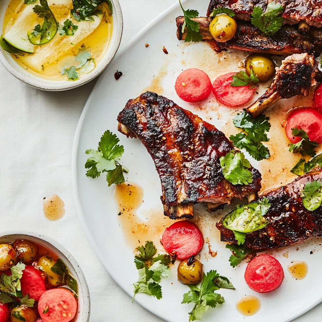 Country-Style Ribs With Quick-Pickled Watermelon