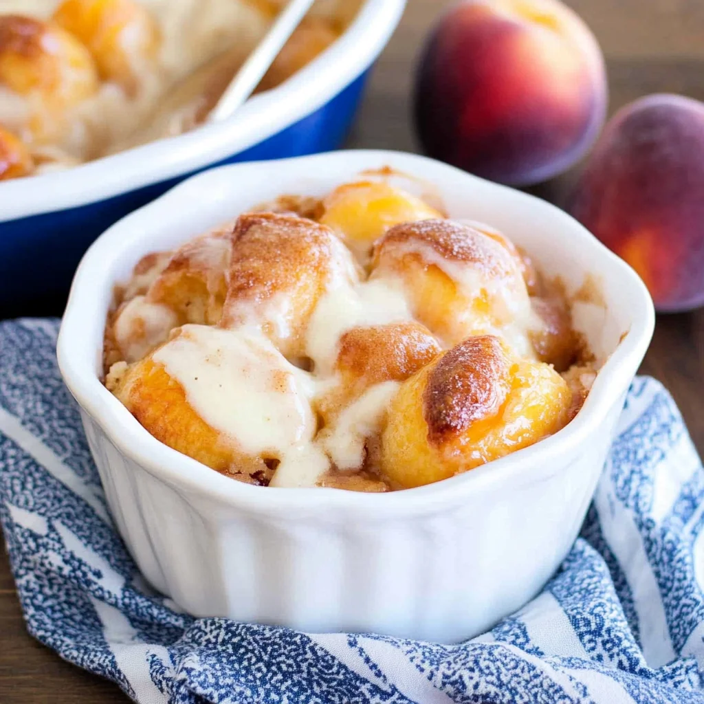 Easy Cinnamon Roll Peach Cobbler