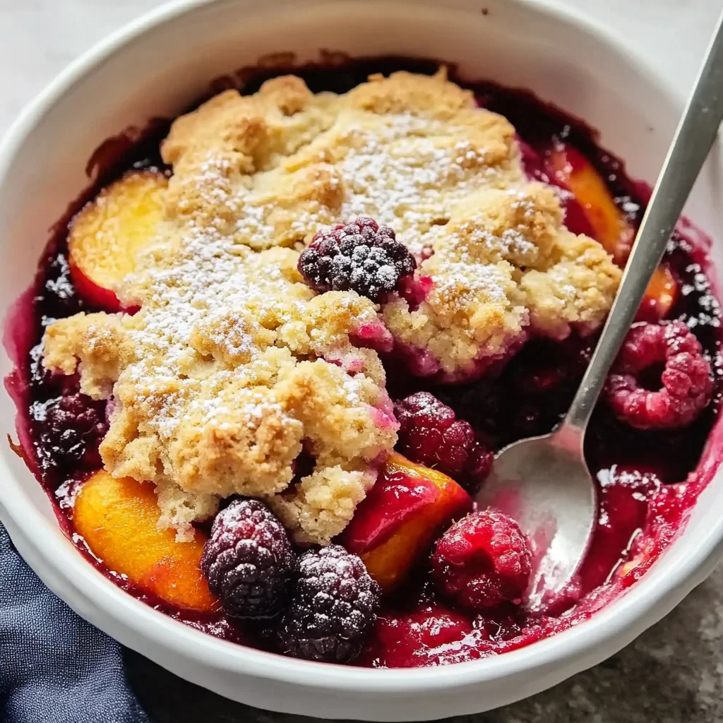 Easy Peach Raspberry Cobbler