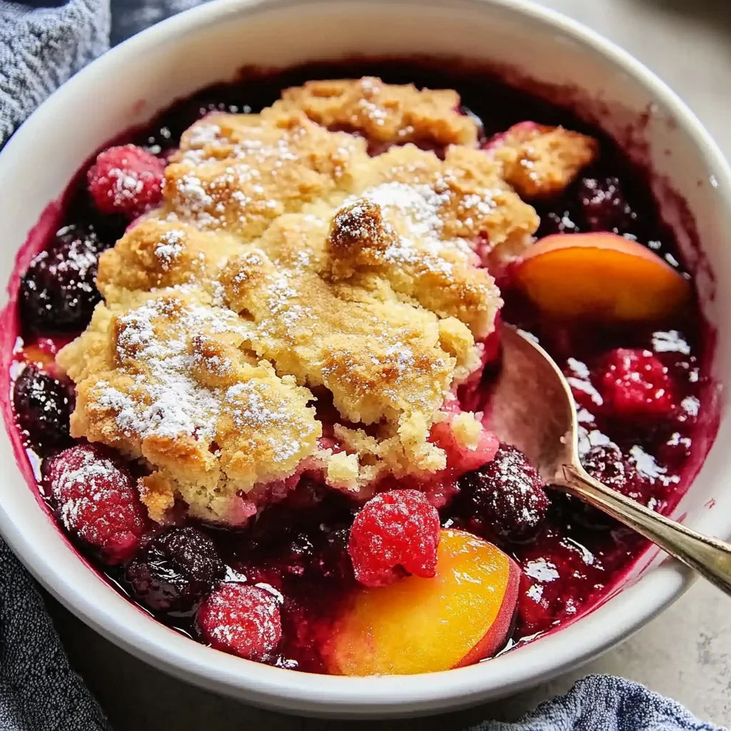 Easy Peach Raspberry Cobbler