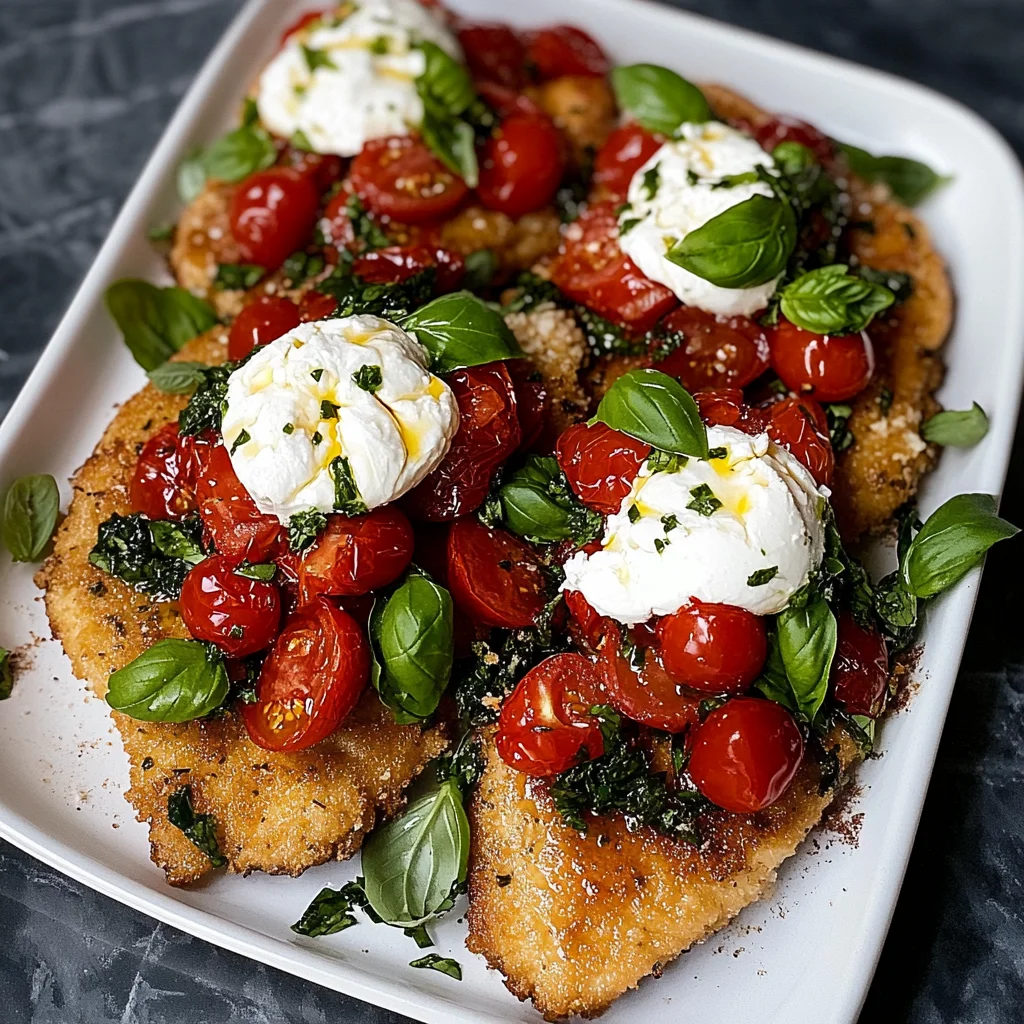 Italian Basil Chicken Cutlets with Tomato and Burrata Topping