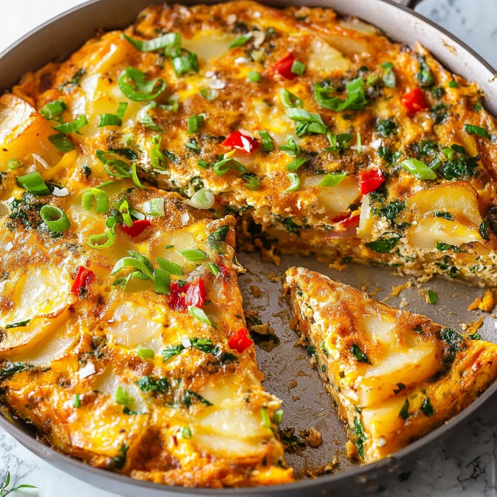 Skillet Potato Spinach Frittata