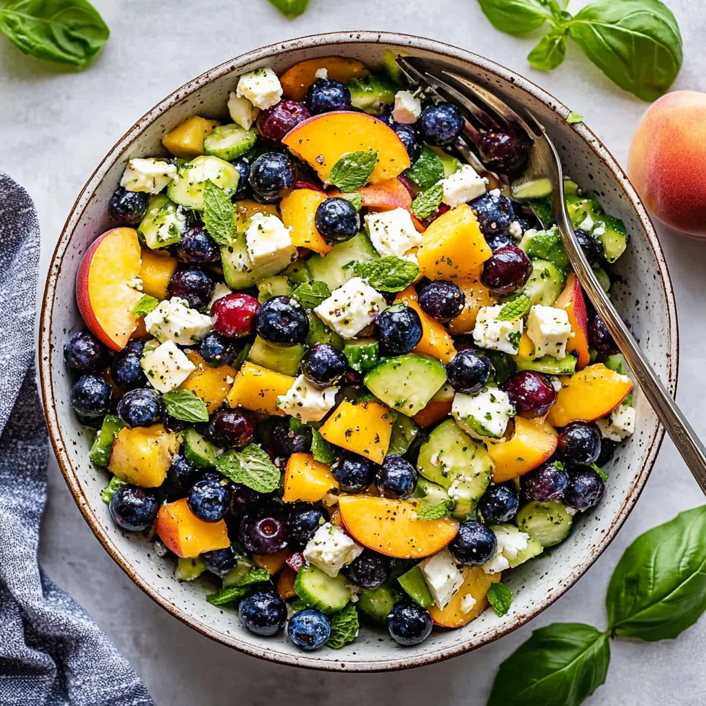 Blueberry Peach Feta Salad