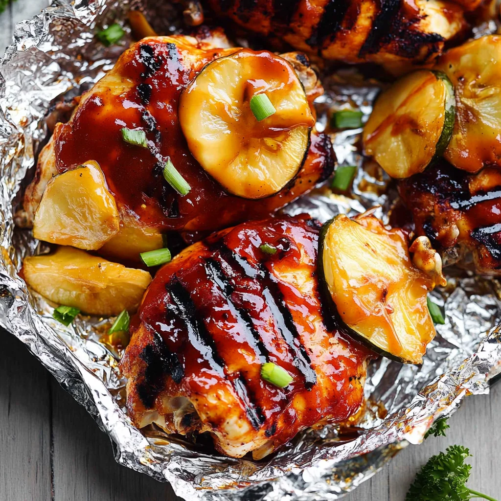 Grilled Hawaiian Barbecue Chicken in Foil
