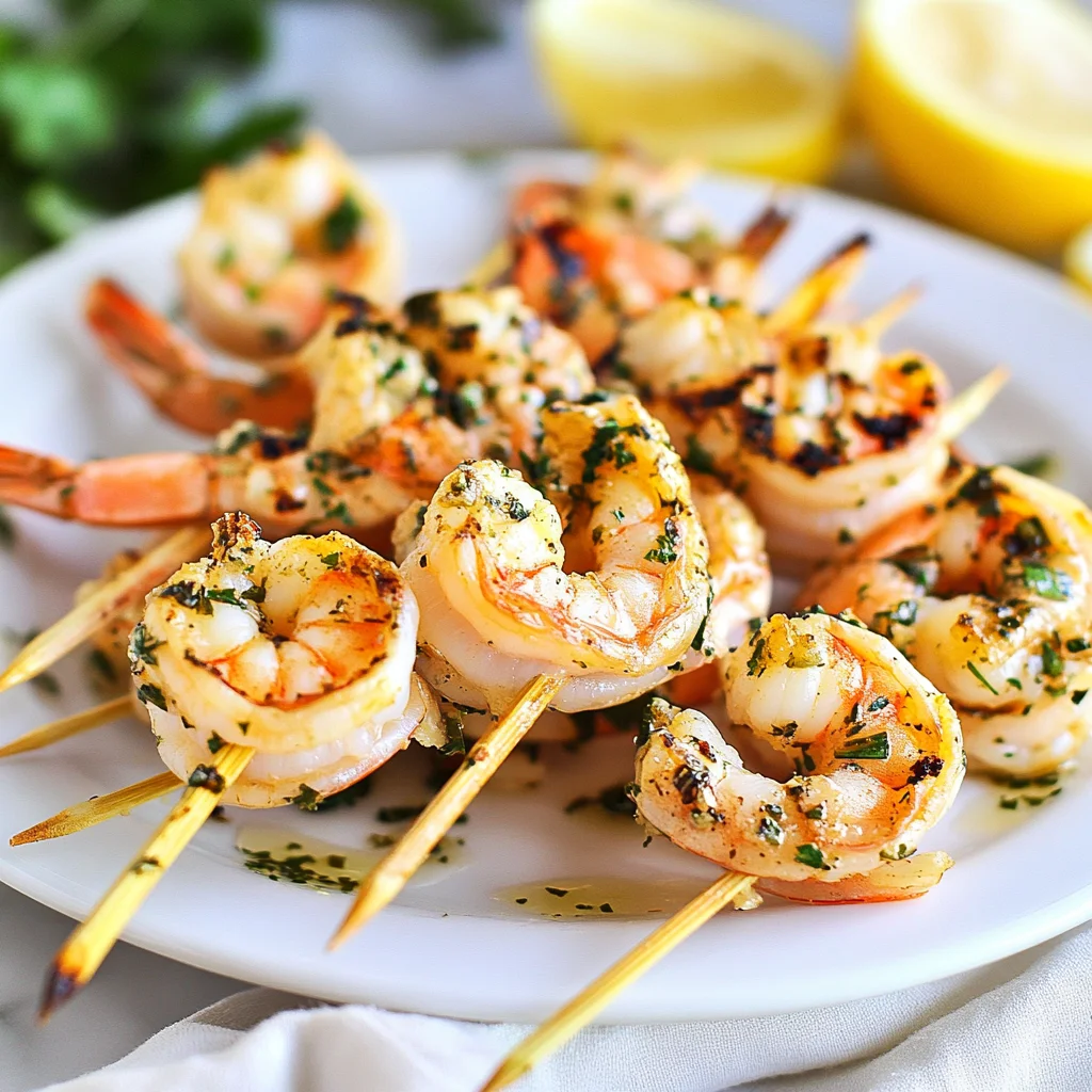 Lemon Garlic Grilled Shrimp Skewers
