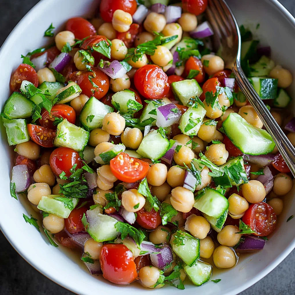 Marinated Chickpeas with Tomatoes and Cucumber
