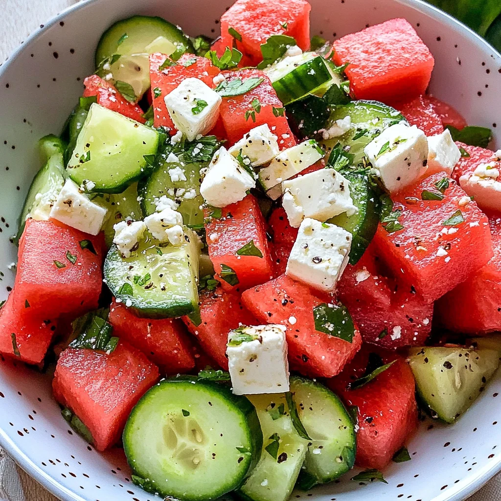 SIMPLE Watermelon + Cucumber + Feta Salad