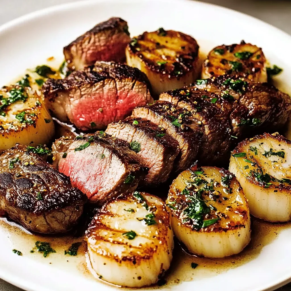 Seared Steak and Scallops