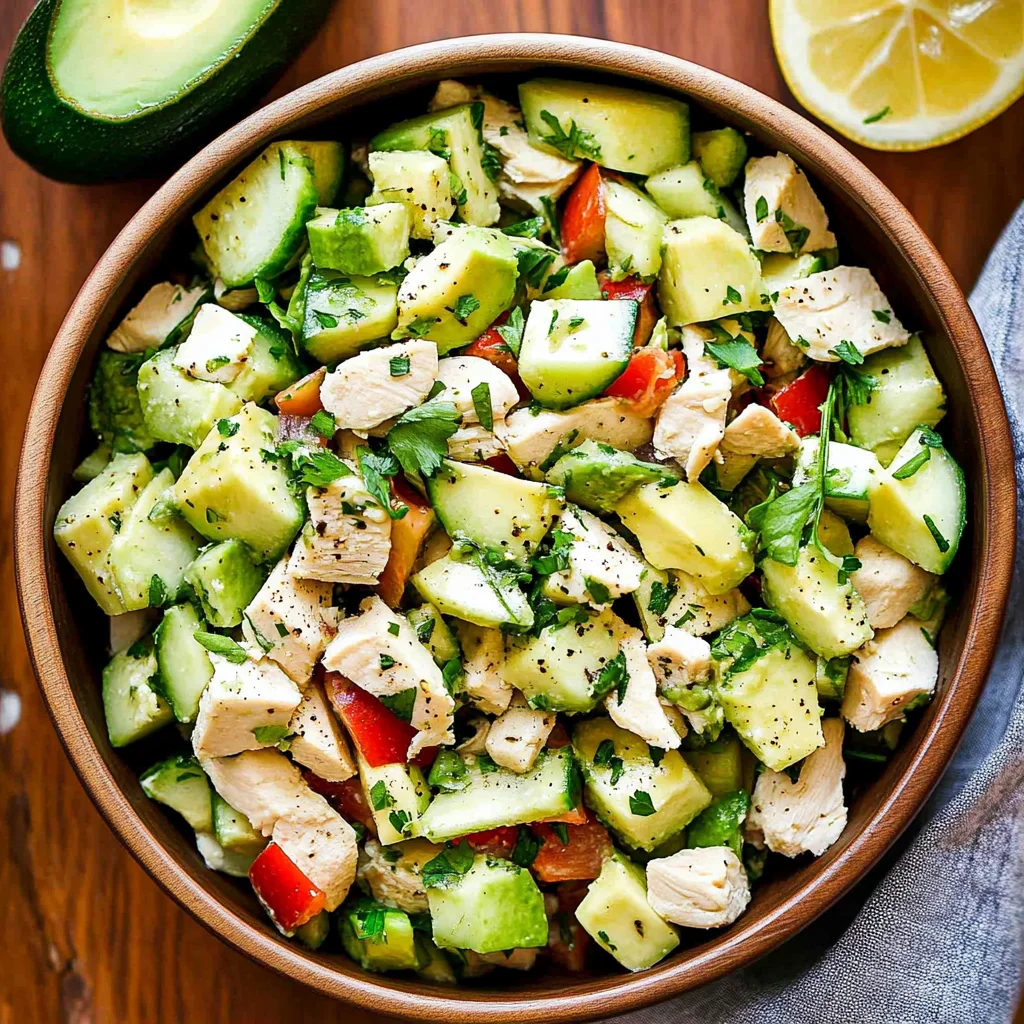 Chicken Cucumber Avocado Salad (NO COOK)