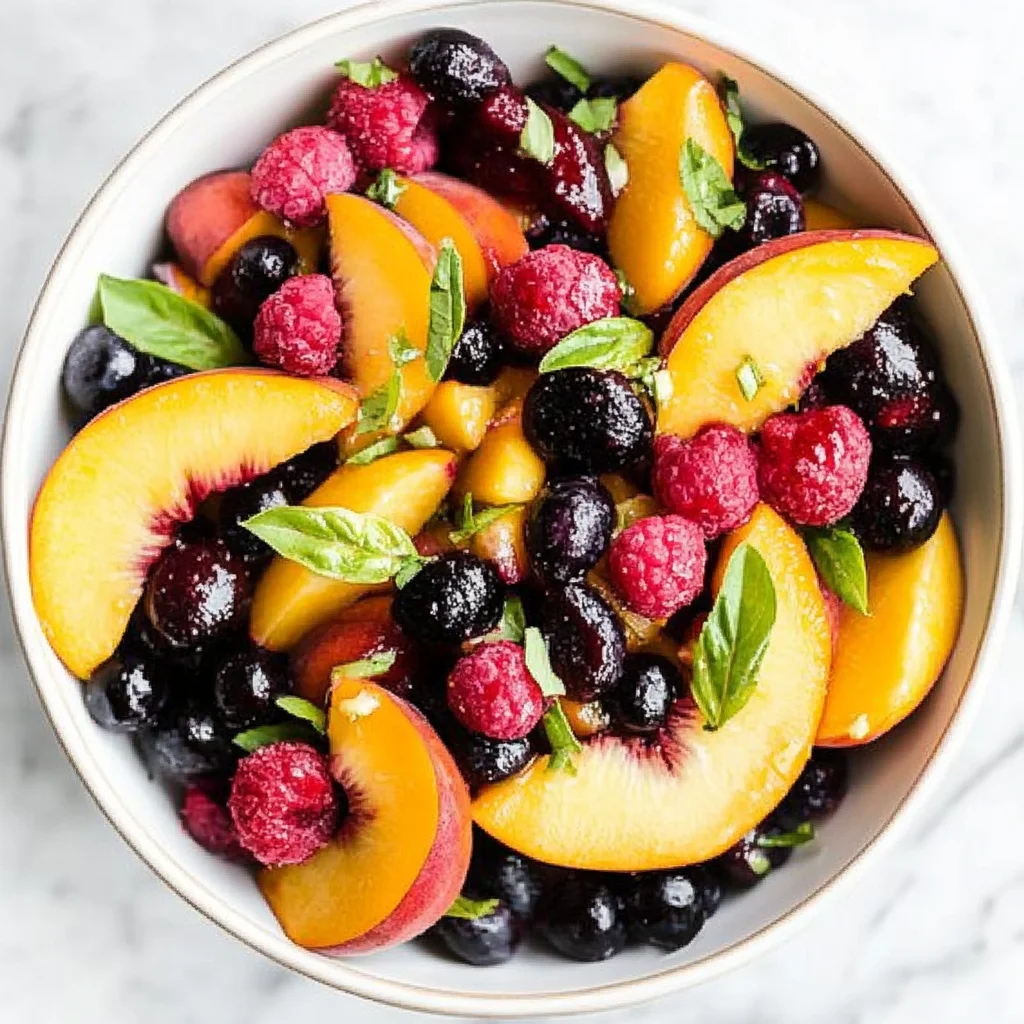 Honey Lime Basil Peach Fruit Salad