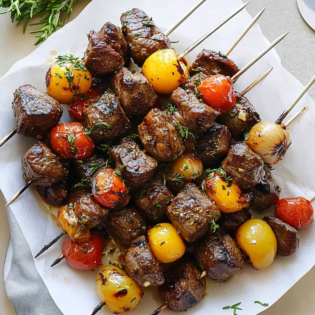Rosemary Garlic Steak Kebabs