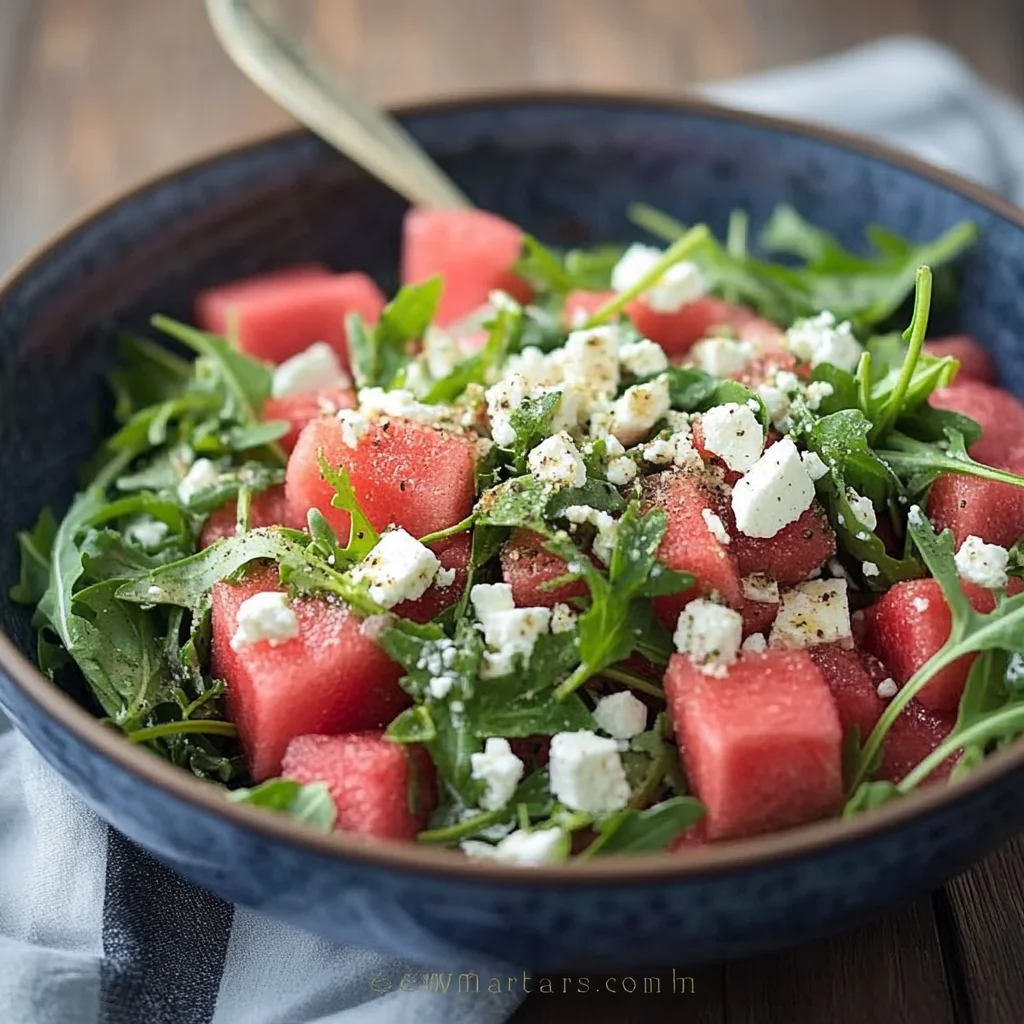 Watermelon Salad with Arugula, Feta, & Fresh Herbs