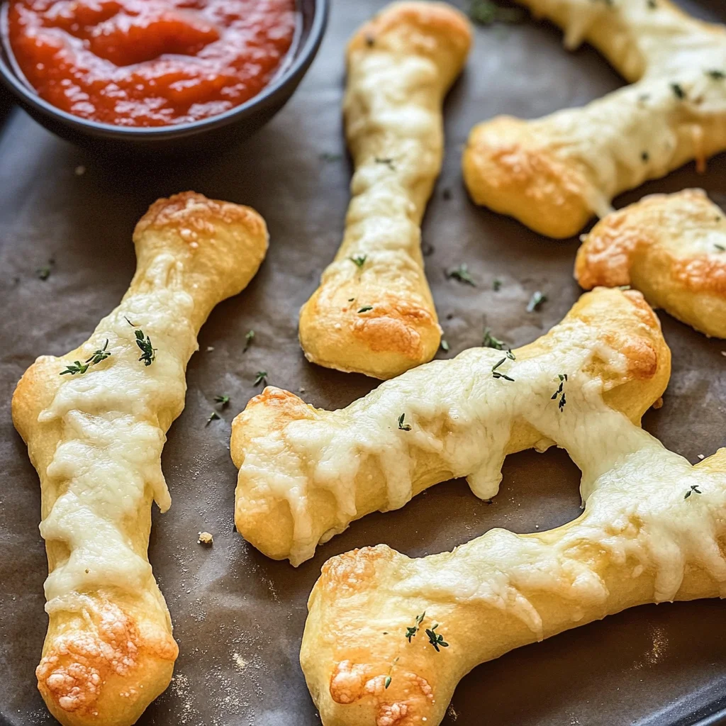 Cheesy Halloween Breadstick Bones