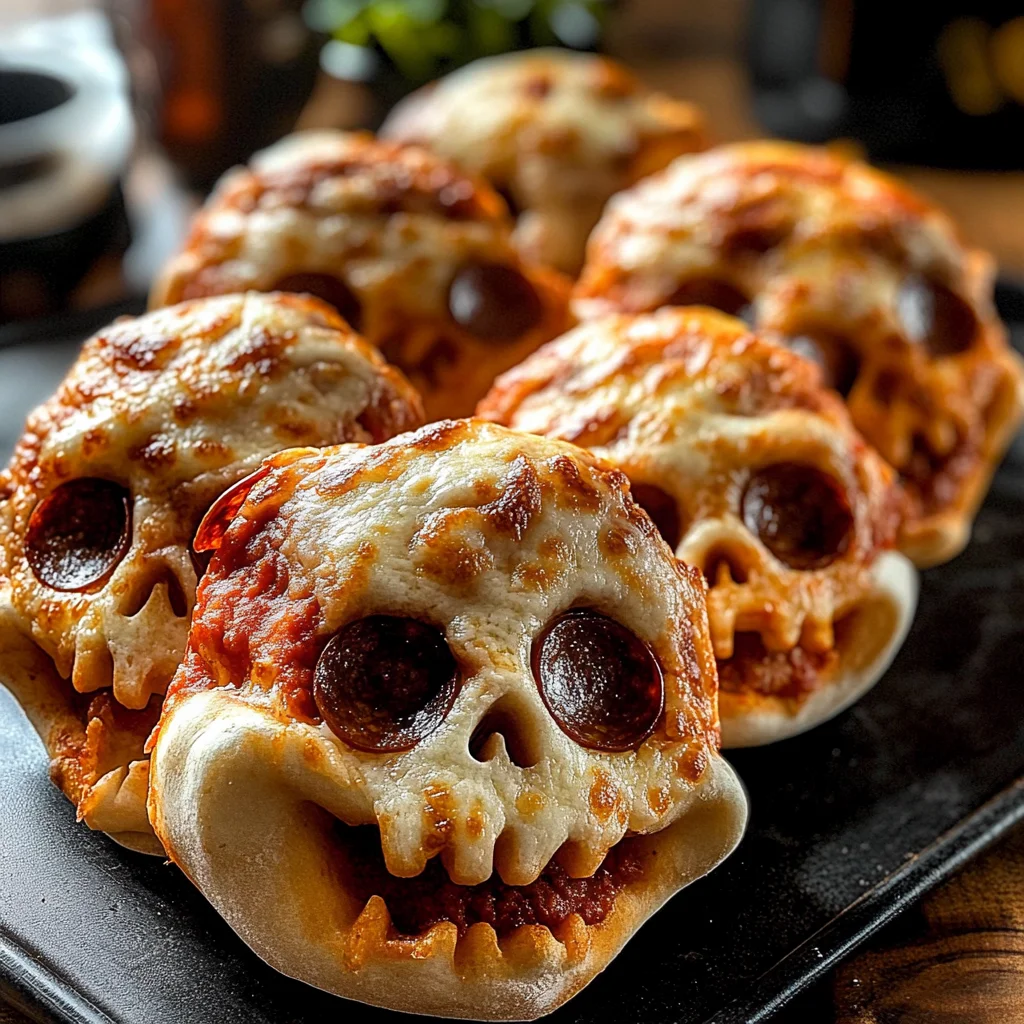 Cheesy Halloween Pizza Skulls