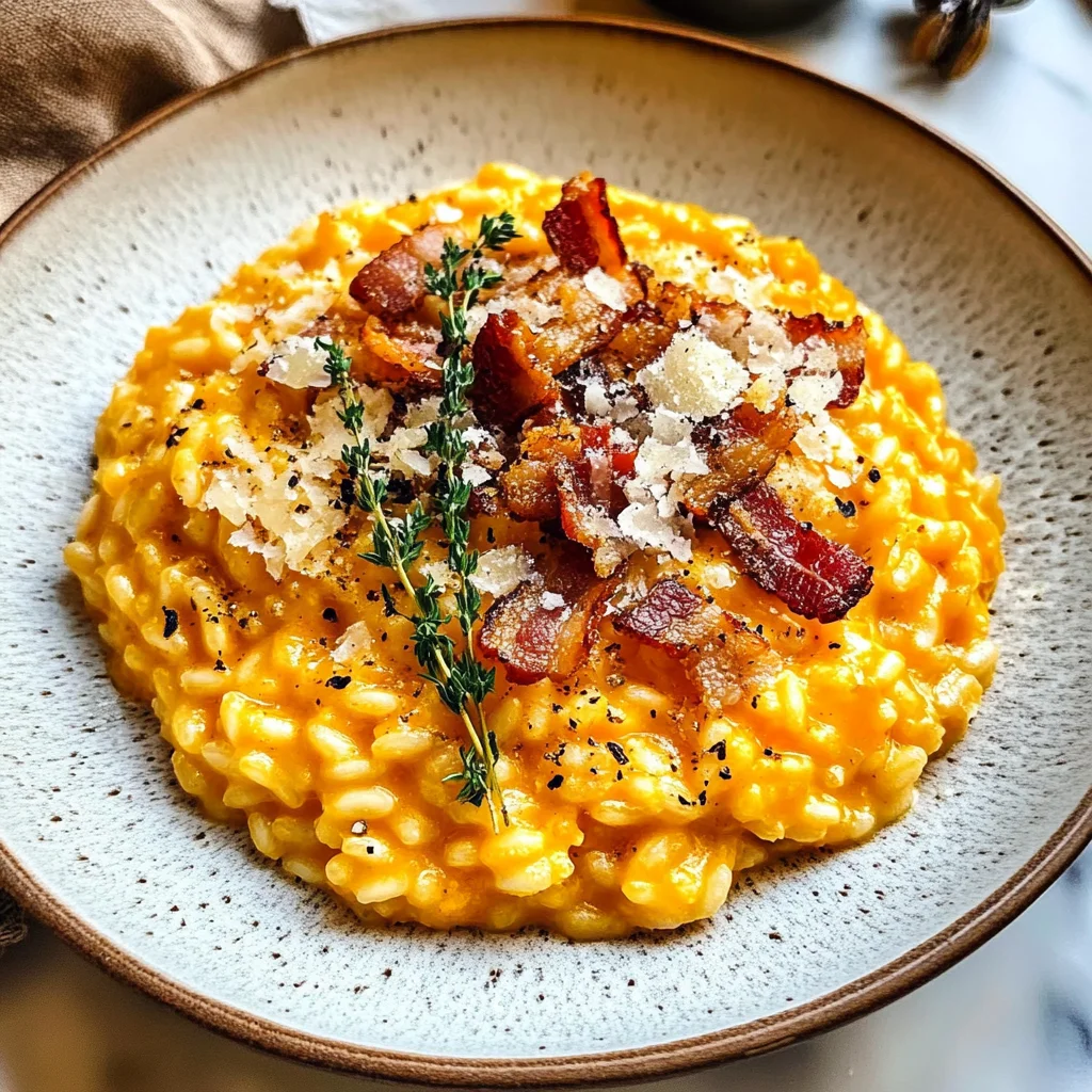 Pumpkin Risotto with Turkey Bacon & Parmesan