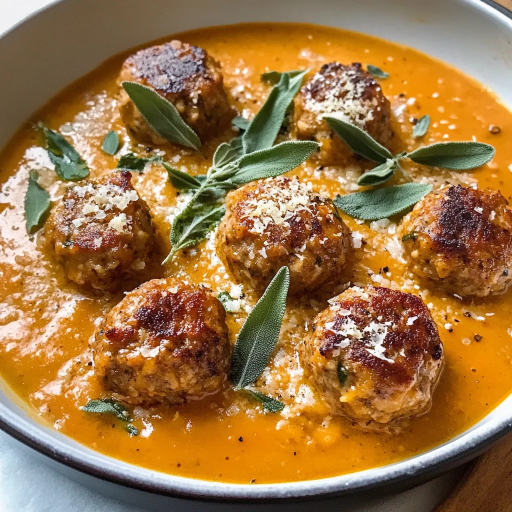 Turkey Meatballs in Pumpkin Sage Sauce
