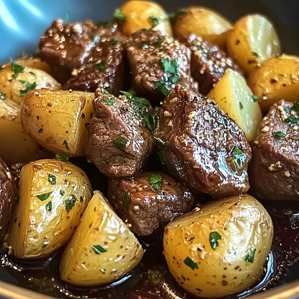Garlic Butter Beef Bites with Potatoes