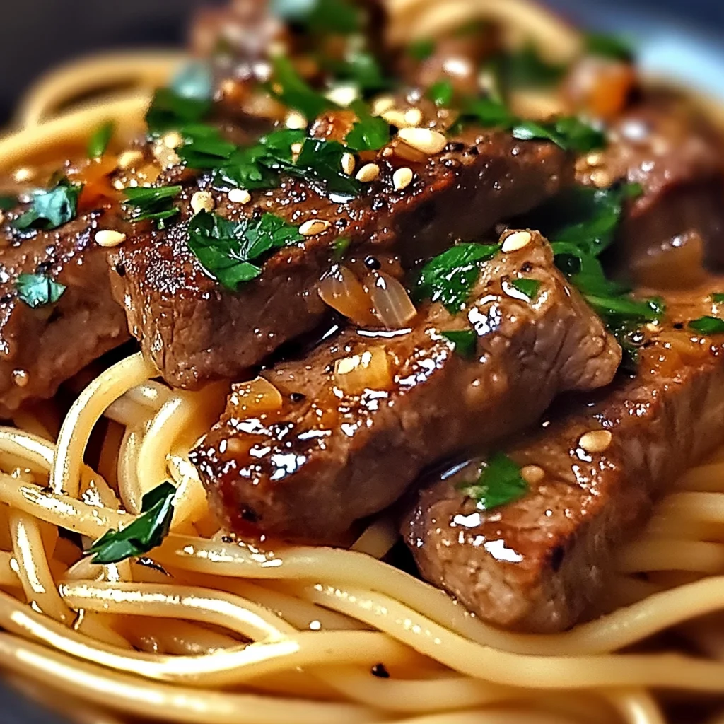 Sweet and Spicy Garlic Steak Pasta