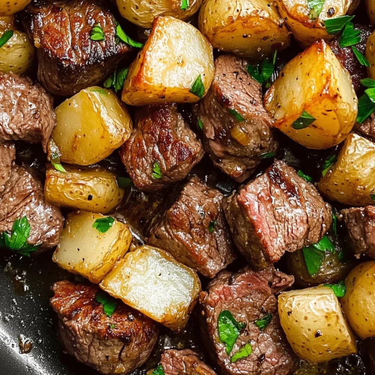 Garlic Butter Steak Bites and Potatoes