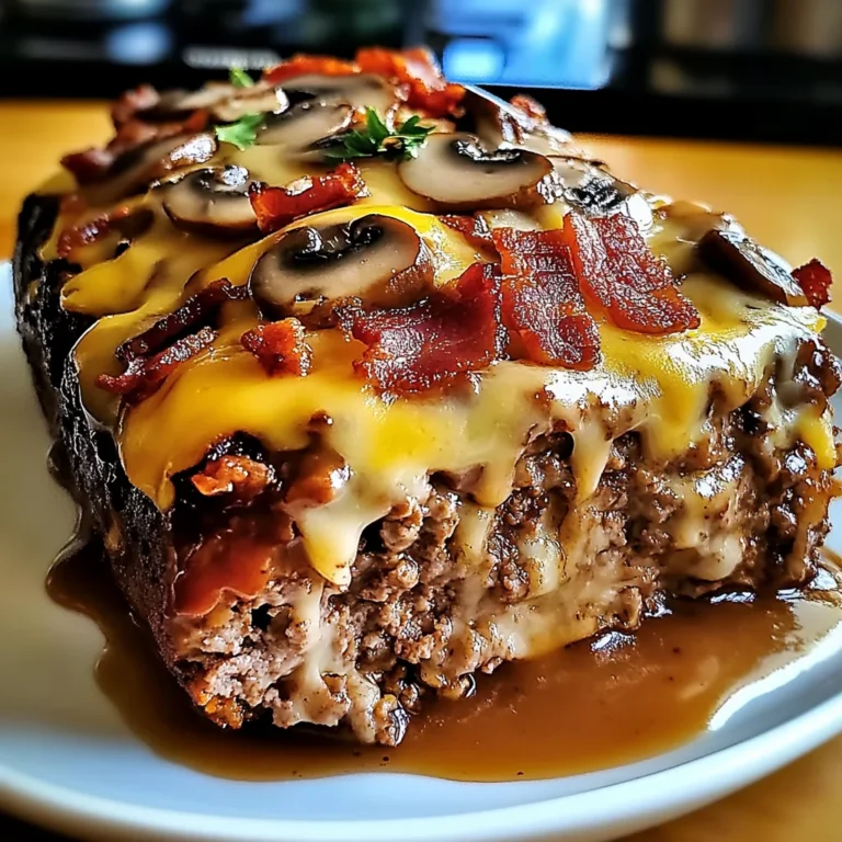 Turkey Bacon Mushroom Swiss Cheese Meatloaf – Easy & Juicy
