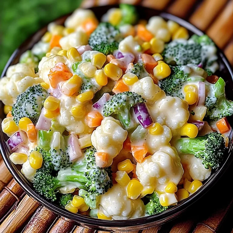 Creamy Broccoli Cauliflower Corn Salad