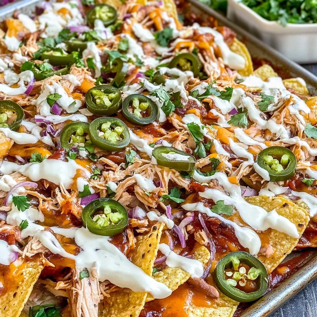 Easy Sheet Pan BBQ Chicken Nachos