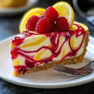 Luscious Lemon Raspberry Swirl Cheesecake