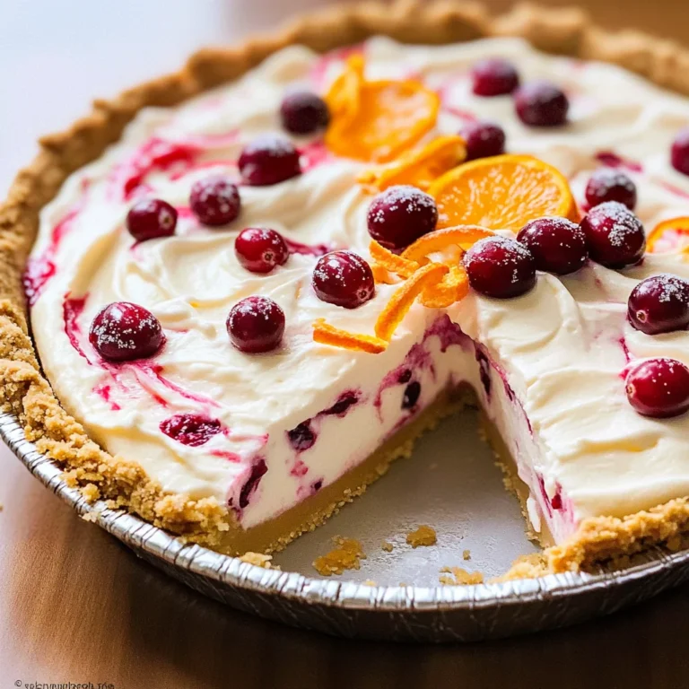 No Bake Cranberry Orange Cream Pie