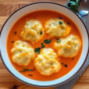 Tomato Soup with Cheese Dumplings